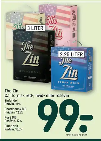 REMA 1000 The Zin Californisk rød-, hvid- eller rosévin tilbud