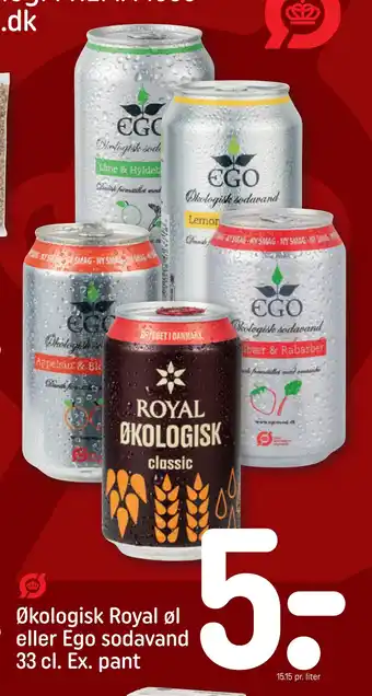 REMA 1000 Økologisk Royal øl eller Ego sodavand 33 cl. Ex. pant tilbud