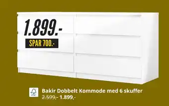 My Home Bakir Dobbelt Kommode med 6 skuffer tilbud