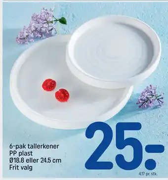 6-pak tallerkener PP plast Ø18.8 eller 24.5 cm Frit valg