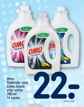 REMA 1000 Omo flydende vask Color, black eller white 700 ml 14 vaske tilbud