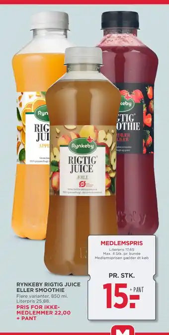 MENY RYNKEBY RIGTIG JUICE ELLER SMOOTHIE tilbud