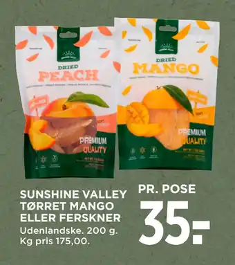 MENY SUNSHINE VALLEY TØRRET MANGO ELLER FERSKNER tilbud