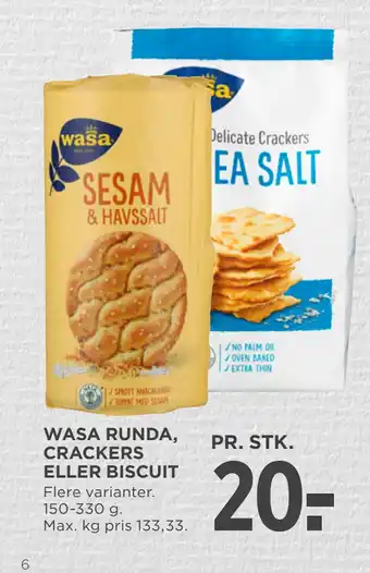 MENY WASA RUNDA, CRACKERS ELLER BISCUIT tilbud