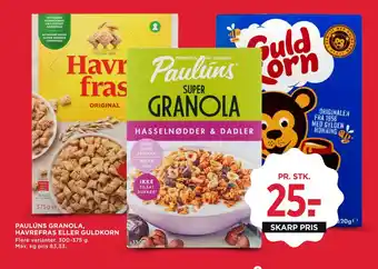 MENY PAULÚNS GRANOLA, HAVREFRAS ELLER GULDKORN tilbud