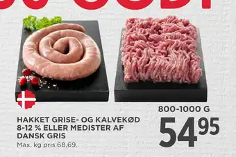 MENY HAKKET GRISE- OG KALVEKØD 8-12 % ELLER MEDISTER AF DANSK GRIS tilbud