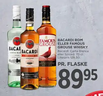 MENY BACARDI ROM ELLER FAMOUS GROUSE WHISKY tilbud