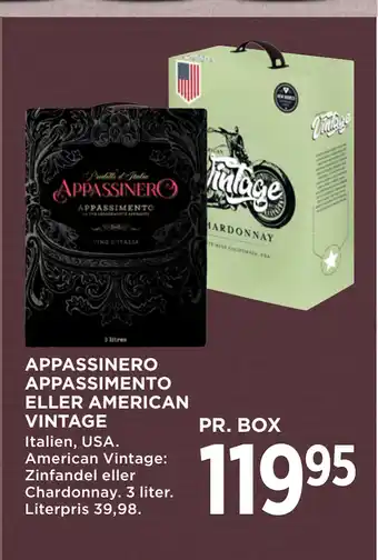 MENY APPASSINERO APPASSIMENTO ELLER AMERICAN VINTAGE tilbud