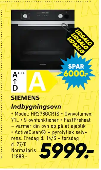 Bilka Indbygningsovn tilbud