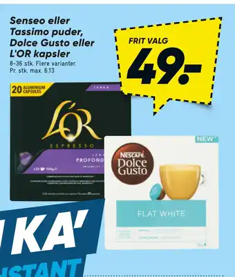 Bilka Senseo eller Tassimo puder, Dolce Gusto eller L'OR kapsler tilbud