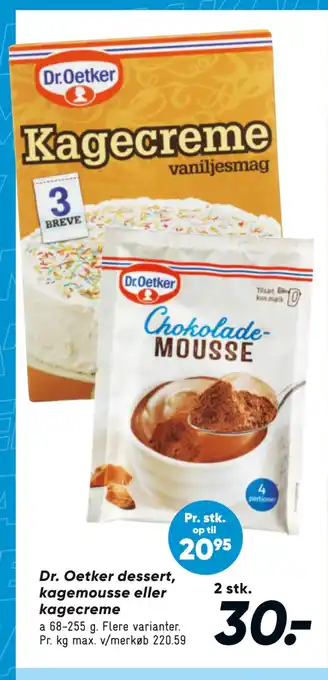 Bilka Dr. Oetker dessert, kagemousse eller kagecreme tilbud