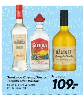 Bilka Sambuca Casoni, Sierra Tequila eller Råstoff tilbud