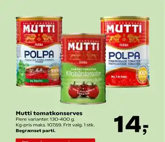 SuperBrugsen Mutti tomatkonserves tilbud