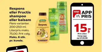 SuperBrugsen Respons eller Fructis shampoo eller balsam tilbud