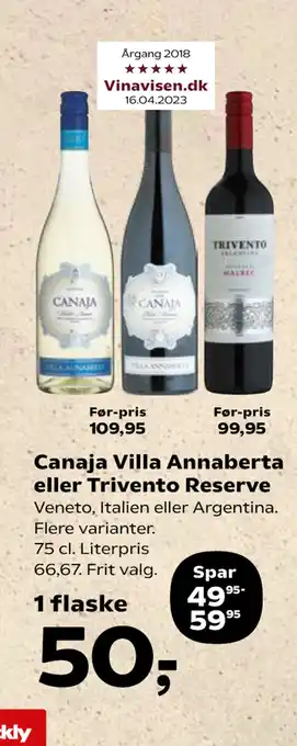 SuperBrugsen Canaja Villa Annaberta eller Trivento Reserve tilbud