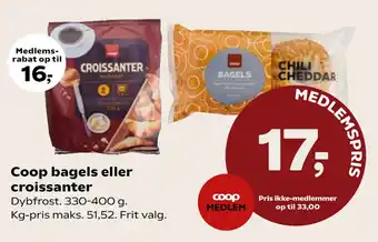 Kvickly Coop bagels eller croissanter tilbud