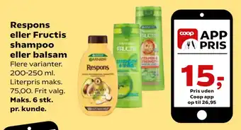 Kvickly Respons eller Fructis shampoo eller balsam tilbud