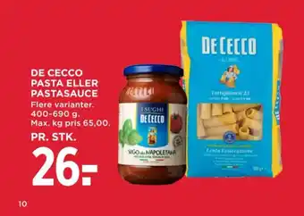 MENY DE CECCO PASTA ELLER PASTASAUCE tilbud