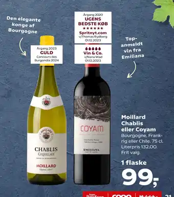 Kvickly Moillard Chablis eller Coyam tilbud