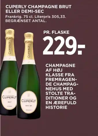 MENY CUPERLY CHAMPAGNE BRUT ELLER DEMI-SEC tilbud