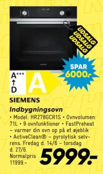 Bilka Indbygningsovn tilbud