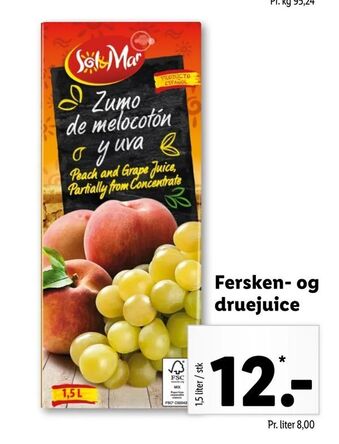 Fersken- og druejuice