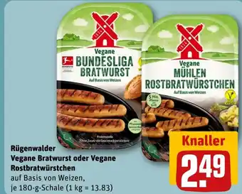 REWE DE Rügenwalder Vegane Bratwurst oder Vegane Rostbratwürstchen tilbud