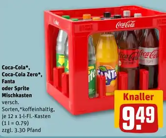 REWE DE Coca-Cola*, Coca-Cola Zero*, Fanta oder Sprite Mischkasten tilbud