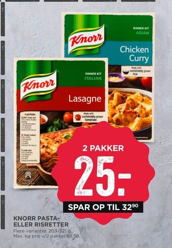 MENY Knorr pasta eller risretter tilbud