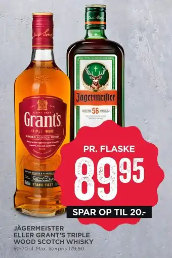 MENY Jägermeister eller grant's triple wood scotch whisky tilbud