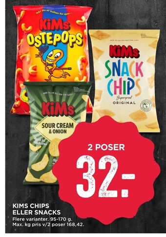 MENY Kims chips eller snacks tilbud