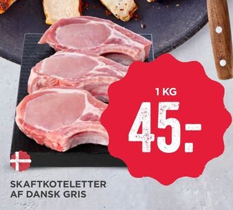 MENY Skaftkoteletter af dansk gris tilbud