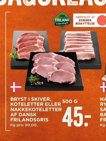 MENY Bryst i skiver, koteletter eller nakkekoteletter af dansk frilandsgris tilbud