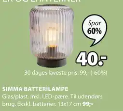 JYSK SIMMA BATTERILAMPE tilbud