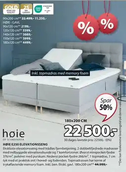 JYSK HØIE E250 ELEVATIONSSENG tilbud