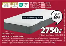 JYSK GOLD S45 SPRINGMADRAS tilbud