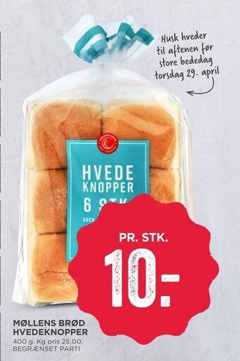 MENY Møllens brød hvedeknopper tilbud