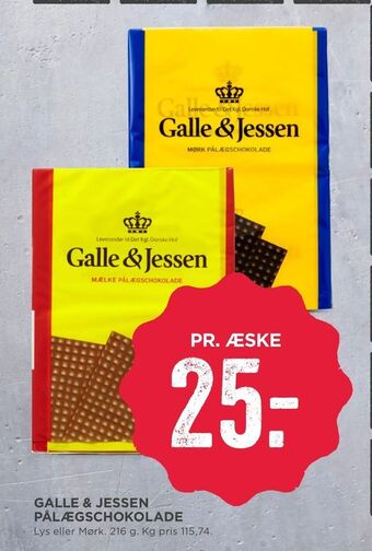 MENY Galle & jessen pålægschokolade tilbud