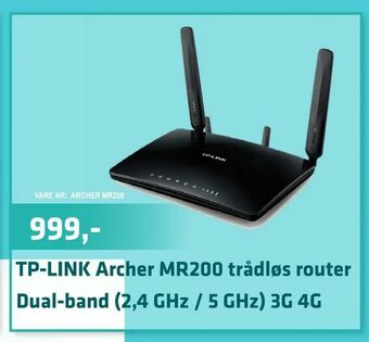 TP-LINK Archer MR200 trådløs router  Dual-band (2,4 GHz / 5 GHz) 3G 4G