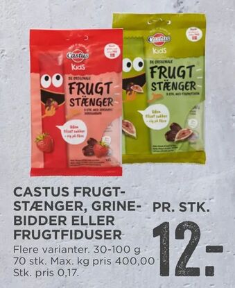 MENY Castus frugt­stænger, grine­ bidder eller frugtfiduser tilbud