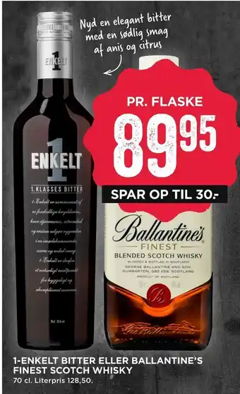 1-enkelt bitter eller ballantine's finest scotch whisky
