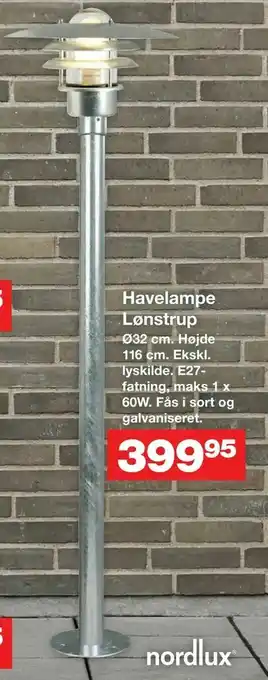 Bauhaus Havelampe Lønstrup tilbud