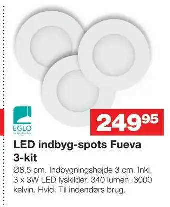 Bauhaus LED indbyg-spots Fueva 3-kit tilbud