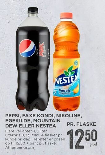 MENY Pepsi, faxe kondi, nikoline, egekilde, mountain dew eller nestea tilbud