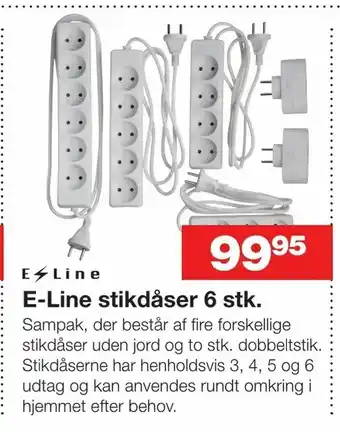 Bauhaus E-Line stikdåser 6 stk tilbud