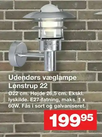 Bauhaus Udendørs væglampe Lønstrup 22 tilbud