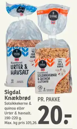 SPAR Urter & Havsalt knækbrød tilbud