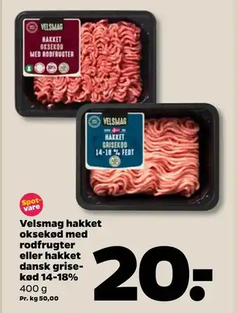 Netto Velsmag hakket oksekød med rodfrugter eller hakket dansk grisekød 14-18% tilbud