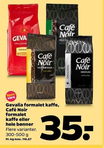 Netto Gevalia formalet kaffe, Café Noir formalet kaffe eller hele bønner tilbud