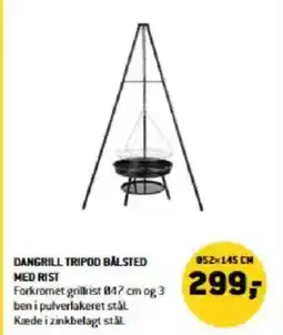 XL-BYG DANGRILL TRIPOD BÅLSTED MED RIST tilbud